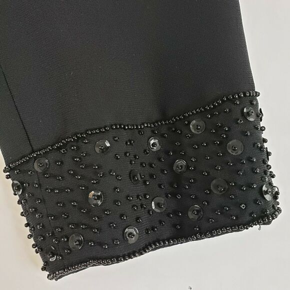 Talbots Woman SIZE 4 Black Blazer Suit Button Jacket Lined Embellished Seed Bead - Picture 10 of 11